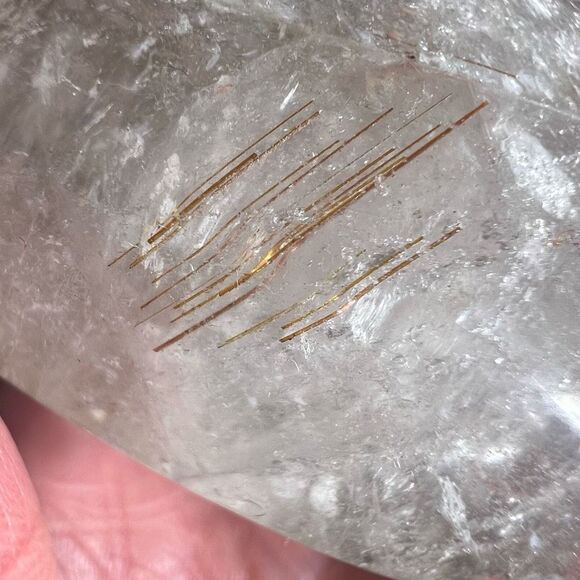 Golden Rutilated Threads and Garden Quartz Heart‎ Carving (1) - Picture 3 of 16